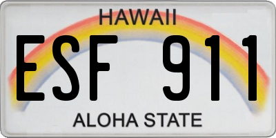 HI license plate ESF911