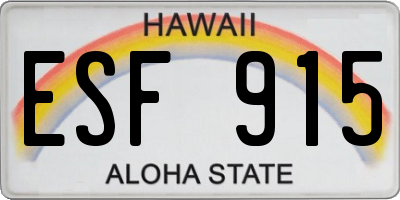 HI license plate ESF915
