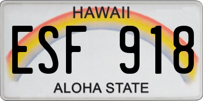 HI license plate ESF918