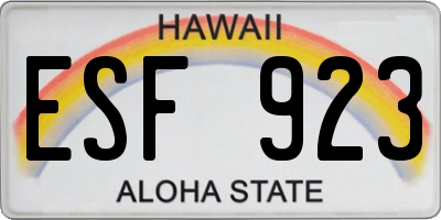 HI license plate ESF923