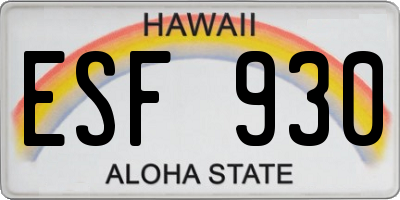 HI license plate ESF930