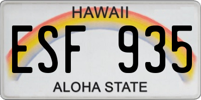 HI license plate ESF935