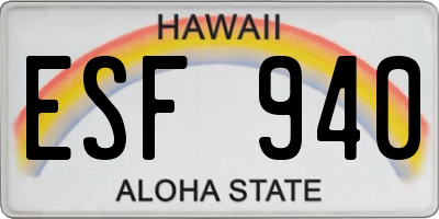 HI license plate ESF940