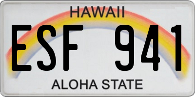 HI license plate ESF941