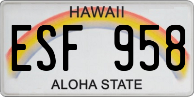 HI license plate ESF958