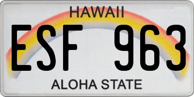 HI license plate ESF963