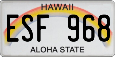 HI license plate ESF968