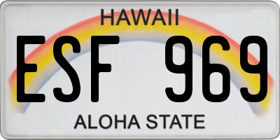 HI license plate ESF969