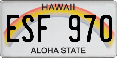 HI license plate ESF970