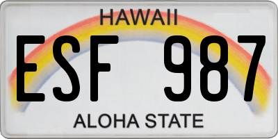 HI license plate ESF987