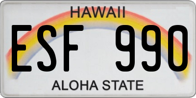 HI license plate ESF990