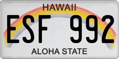 HI license plate ESF992