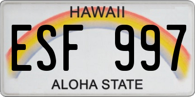 HI license plate ESF997