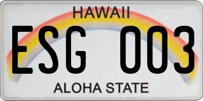 HI license plate ESG003