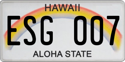 HI license plate ESG007