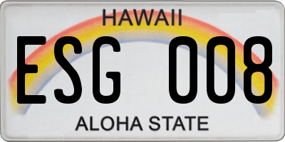 HI license plate ESG008
