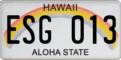 HI license plate ESG013