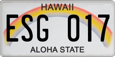 HI license plate ESG017