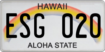 HI license plate ESG020
