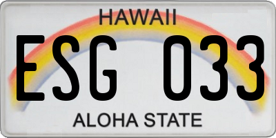 HI license plate ESG033