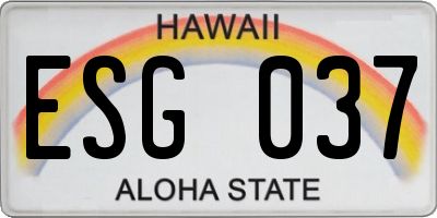 HI license plate ESG037