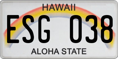 HI license plate ESG038