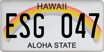 HI license plate ESG047