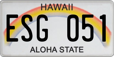 HI license plate ESG051