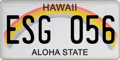 HI license plate ESG056