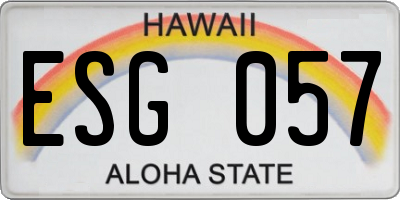 HI license plate ESG057