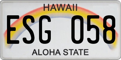 HI license plate ESG058