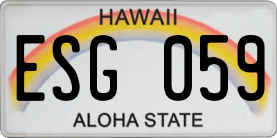 HI license plate ESG059