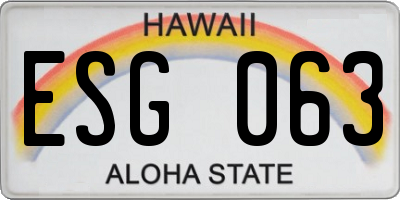 HI license plate ESG063