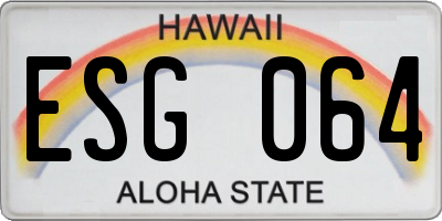 HI license plate ESG064