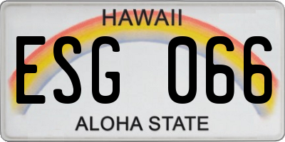HI license plate ESG066