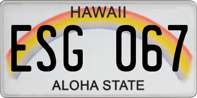 HI license plate ESG067