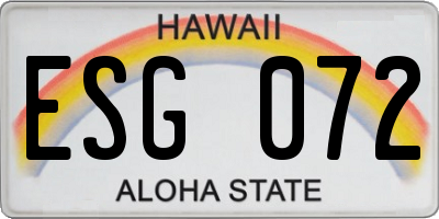 HI license plate ESG072
