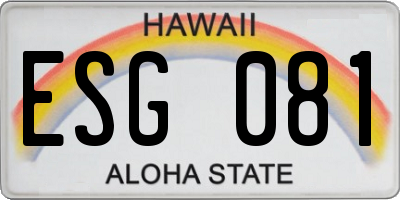 HI license plate ESG081