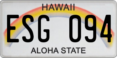 HI license plate ESG094