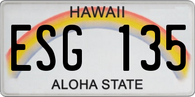 HI license plate ESG135