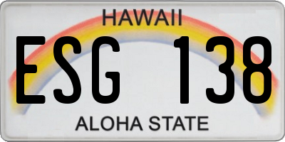 HI license plate ESG138