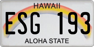 HI license plate ESG193