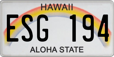 HI license plate ESG194