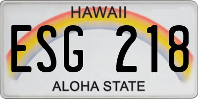 HI license plate ESG218