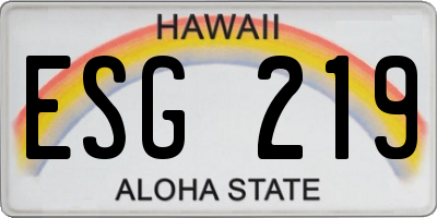 HI license plate ESG219