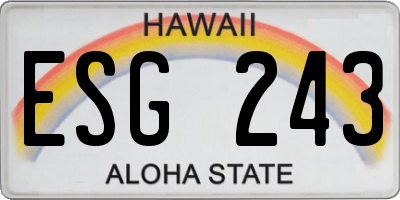 HI license plate ESG243