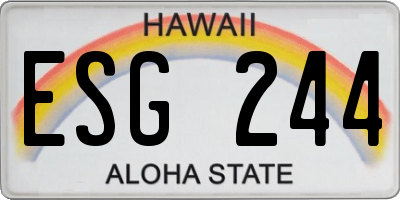 HI license plate ESG244