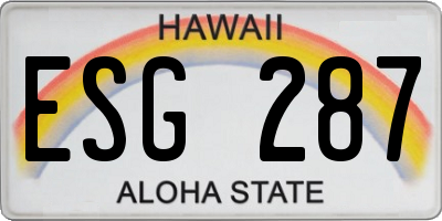 HI license plate ESG287