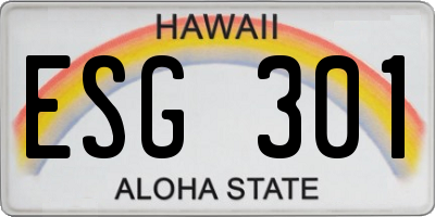 HI license plate ESG301
