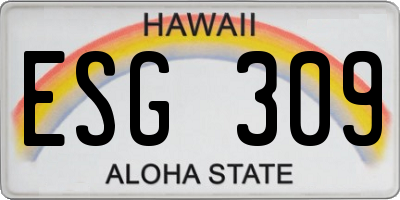 HI license plate ESG309
